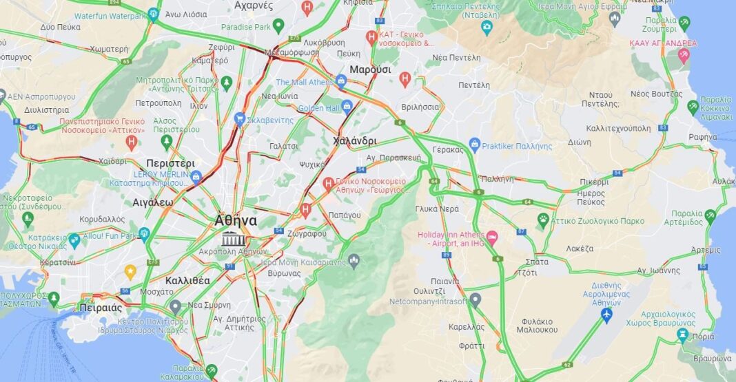 Kίνηση Τώρα : Δείτε LIVE ποιοί δρόμοι παρουσιάζουν προβλήματα
