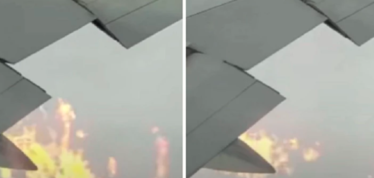 Τρόμος στον αέρα: Κινητήρας αεροσκάφους έπιασε φωτιά εν πτήση ( VIDEO)