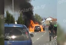 Λάρισα: Αυτοκίνητο Παίρνει Φωτιά Εν Κινήσει – Άμεση Παρέμβαση Οι Επιβάτες