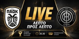 Τελικός Κυπέλλου Ελλάδας: ΠΑΟΚ vs ΟΦΗ – Ζωντανή κάλυψη στο Πανθεσσαλικό