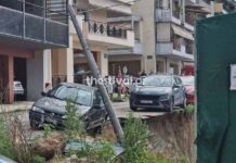 Υποχώρησε το οδόστρωμα – Αυτοκίνητο έπεσε σε εργοτάξιο